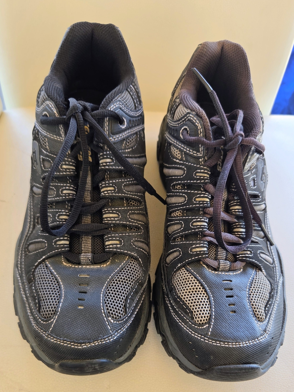 Men's Sketchers NEW no box "After Burn" Memory Fit sneakers in black/gray sz 9